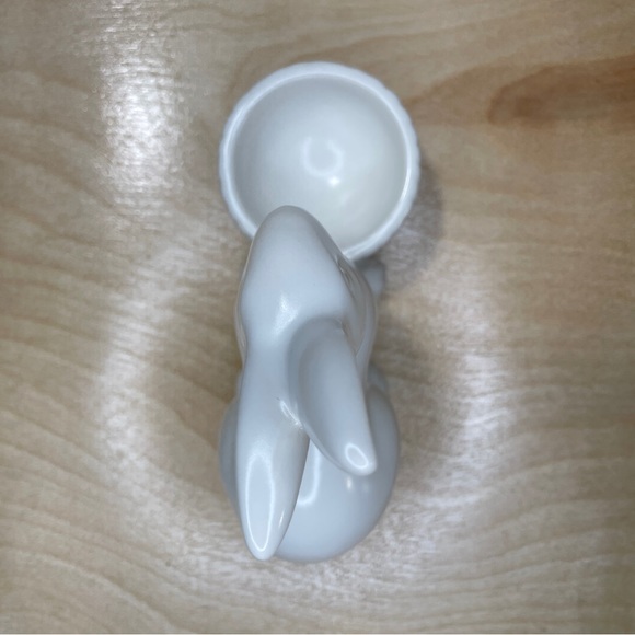 Vintage 90s Ceramic Easter Bunny With Basket Egg Cup - Off White - Picture 6 of 11